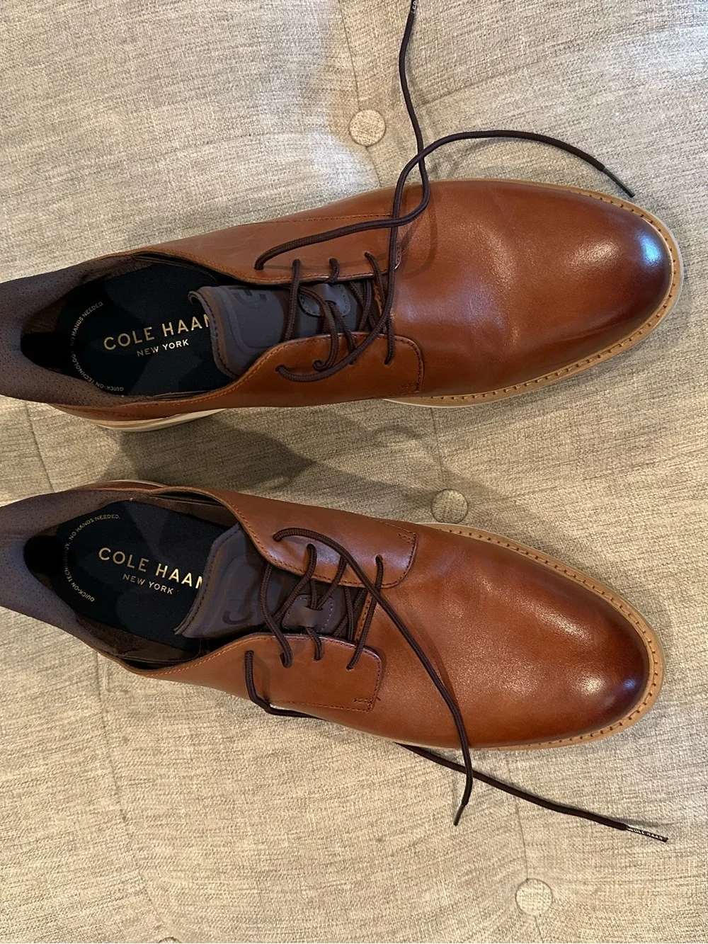 Cole Haan Tan Leather Derby with White Sole